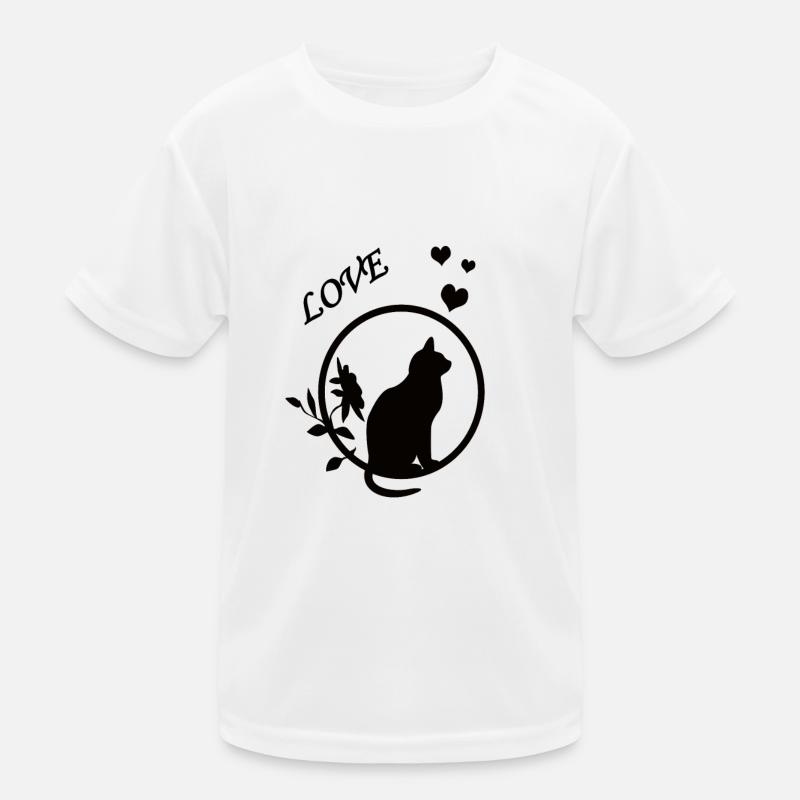 chat noir coeur fleur T-shirt sport Enfant