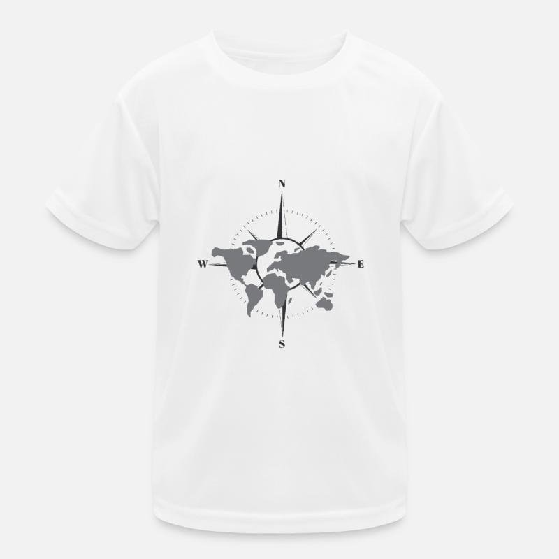 World map with compass Kids Functional T-Shirt