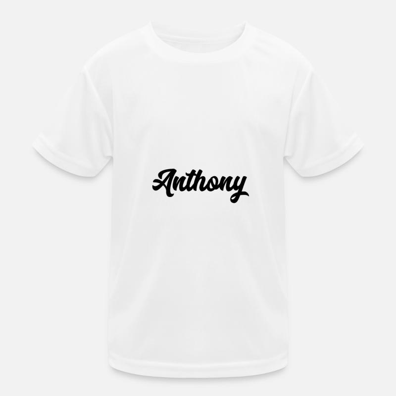 Anthony Custom Text Nom d’anniversaire T-shirt sport Enfant