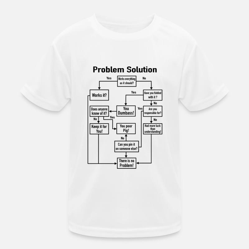 Problème-solution processus de diagramme de bureau de travail blague T-shirt sport Enfant