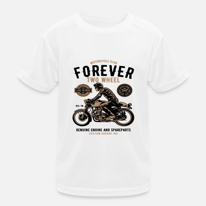 Motorcycle Forever Two Wheel Custom Motor Biker Kids Functional T-Shirt