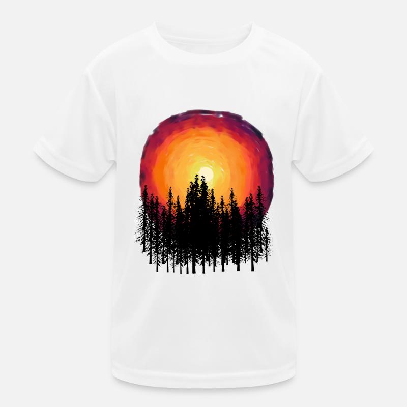Forest Nature Flora Botanical Sunset Trees Kids Functional T-Shirt