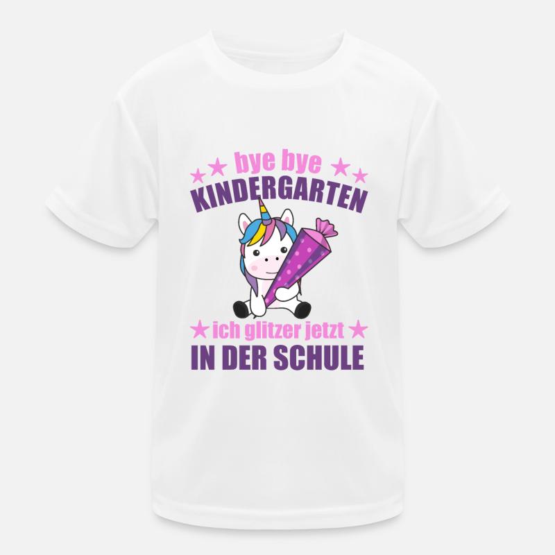 Einhorn Schule Einschulung Kindergarten Glitzer Kinder Funktions-T-Shirt