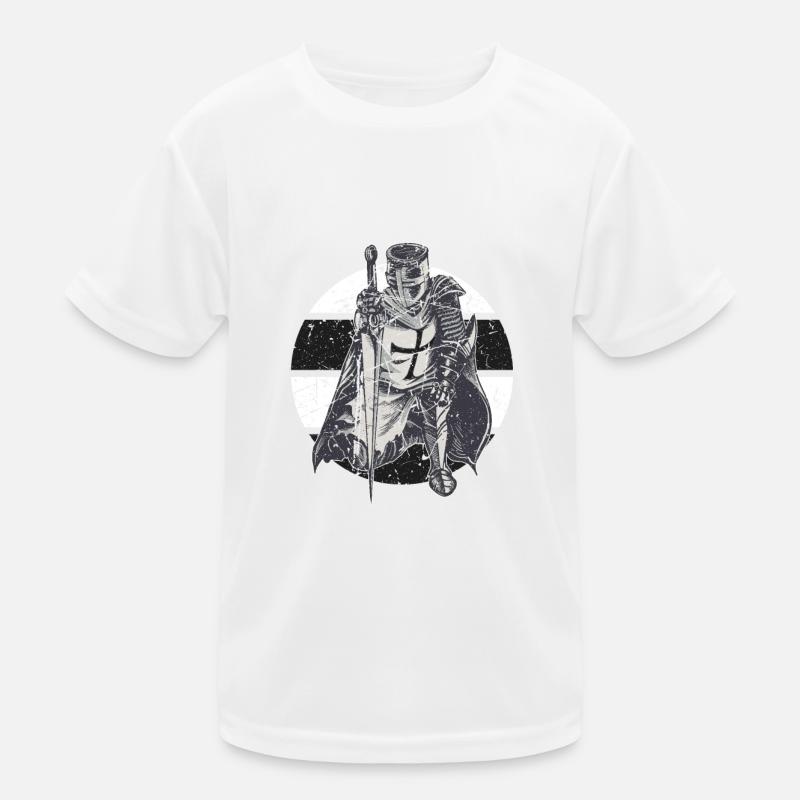 Knight Red White Templer order medieval armor - Kids Functional T-Shirt - white