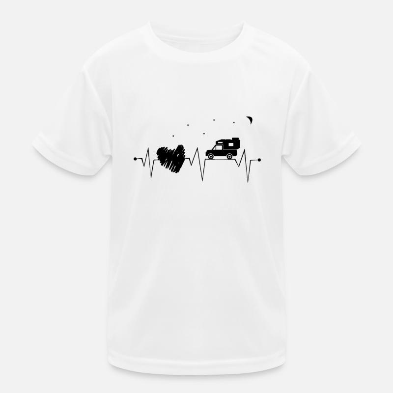 Pickup Camping Heartbeat with Heart at Night Kids Functional T-Shirt