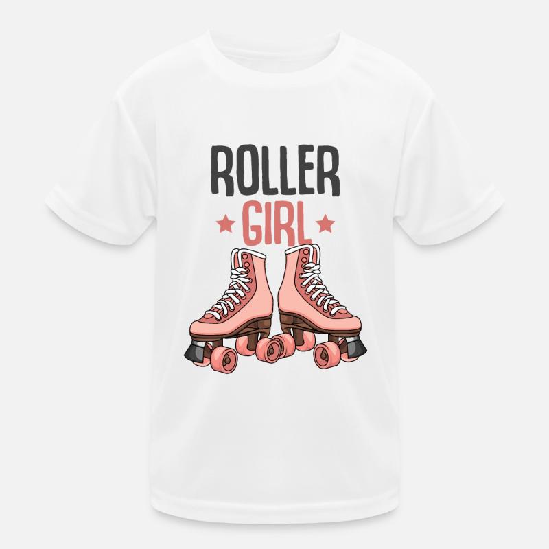 Rollschuh Mädchen - Kinder Funktions-T-Shirt - Weiß