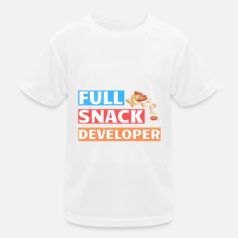 FULL SNACK DEVELOPER - DEVELOPER PUN - Kinder Funktions-T-Shirt - Weiß