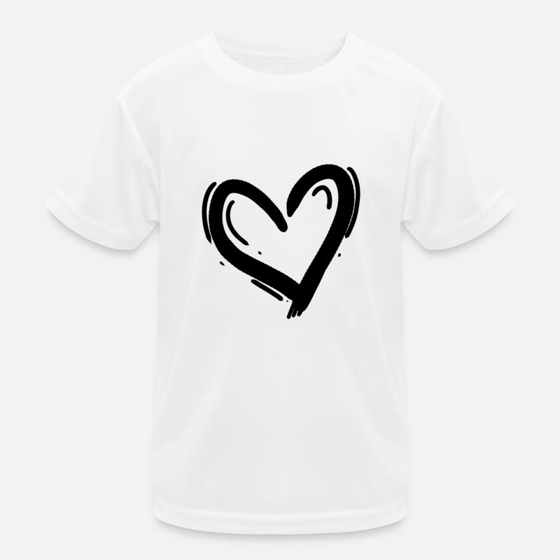 Herz Schwarz Kinder Funktions-T-Shirt