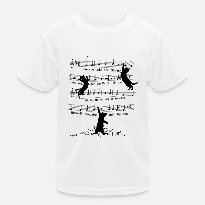 Cheeky Kitten Cats Beethoven 9th Symphony Notes - Kids Functional T-Shirt - white