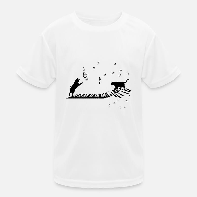 Le chat au piano joue avec des notes - musique T-shirt sport Enfant