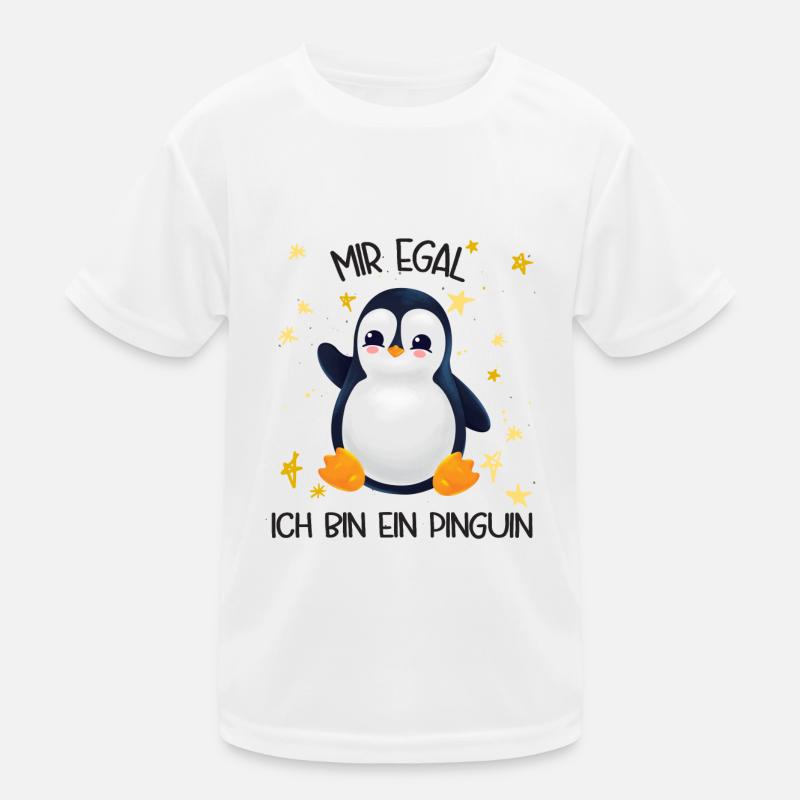 Mir egal ich bin ein Pinguin - Kinder Funktions-T-Shirt - Weiß