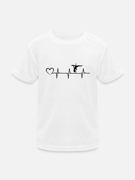 Pole Dance Heartbeat Heart Pole Dancing Silhouette - Kids Functional T-Shirt - white - Front