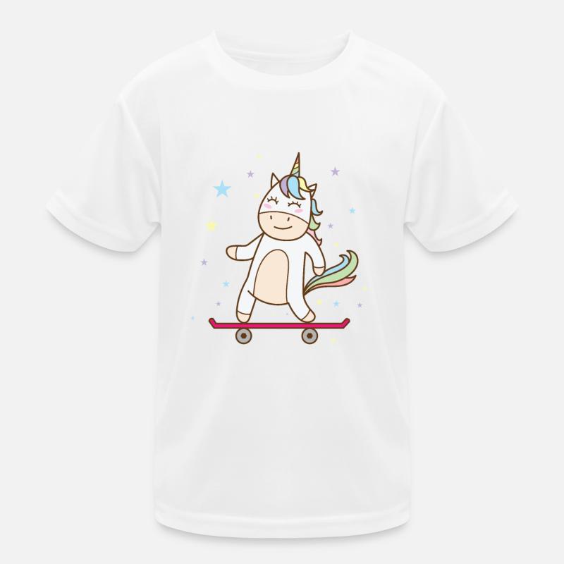 Fantasie Pferd Einhorn auf dem Skateboard Kinder Funktions-T-Shirt