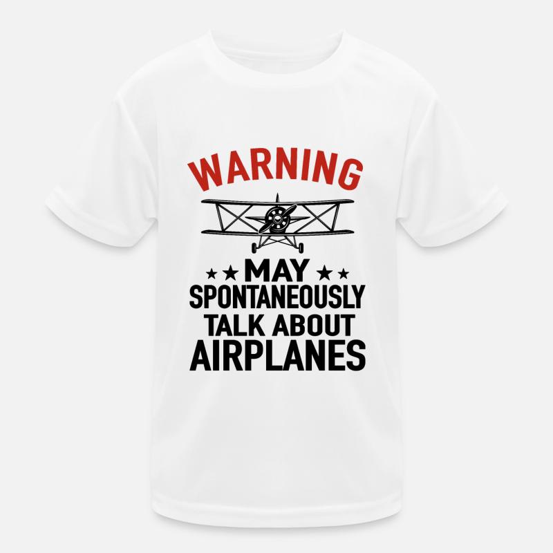 Warning May Spontaneously Talk About Airplanes Kids Functional T-Shirt