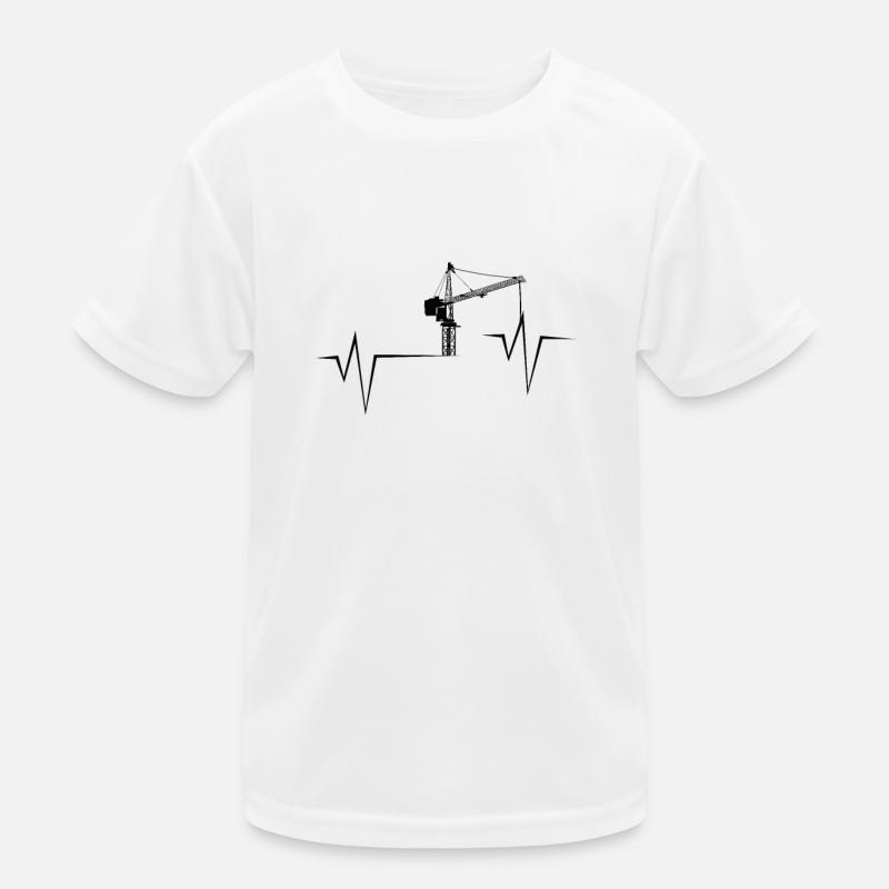 Crane Crane Operator Construction Site Crane Tower Heartbeat Kids Functional T-Shirt