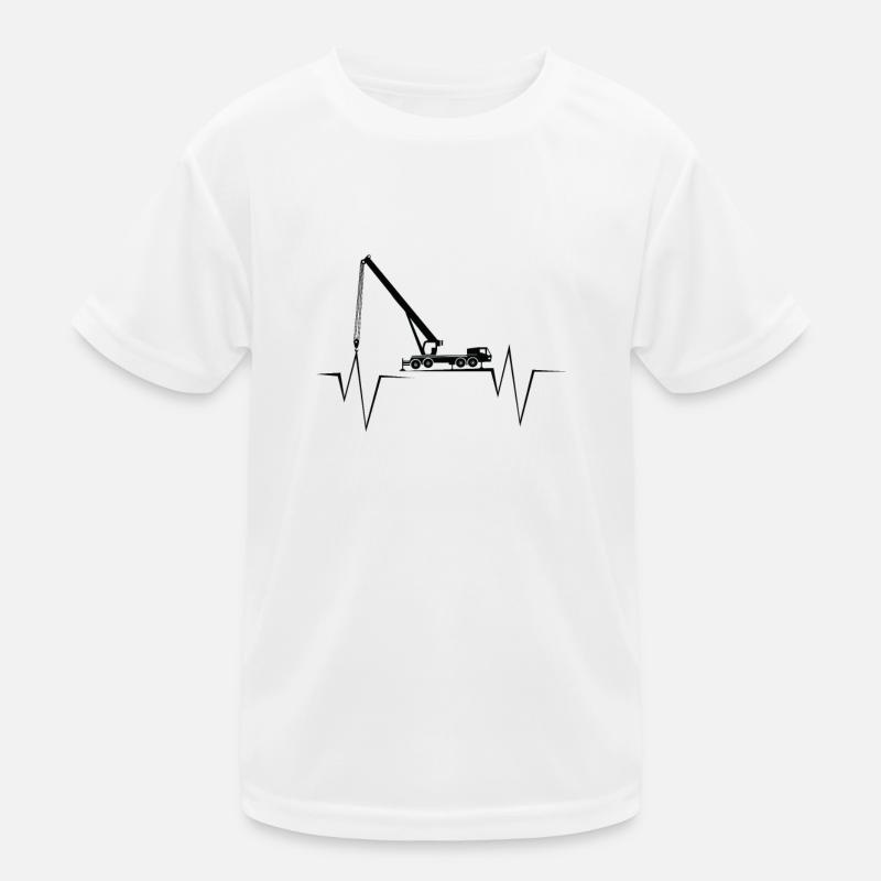 Crane Crane Operator Construction Site Crane Driver Heartbeat Kids Functional T-Shirt