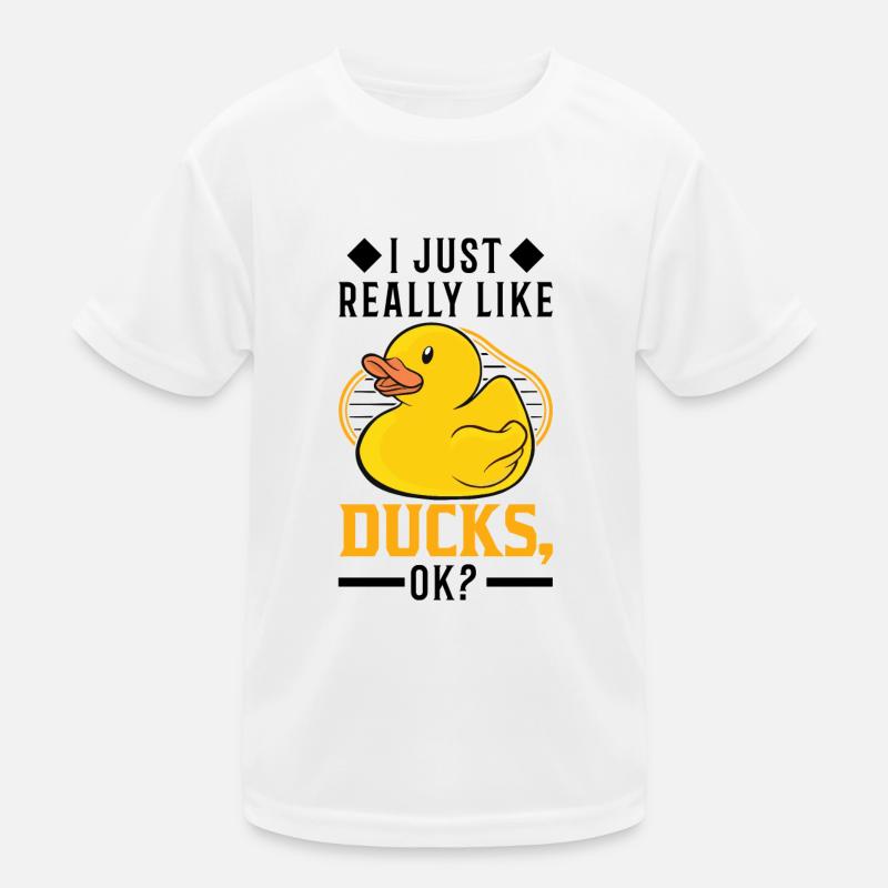 I Just Really Like Ducks Rubber Duck - Kids Functional T-Shirt - white