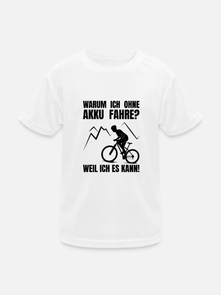 Warum ich ohne Akku fahre - Fahrrad - Rennrad - Kinder Funktions-T-Shirt - Weiß