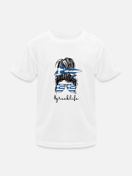 Greek Greece Flag Greek Roots - Kids Functional T-Shirt - white - Front
