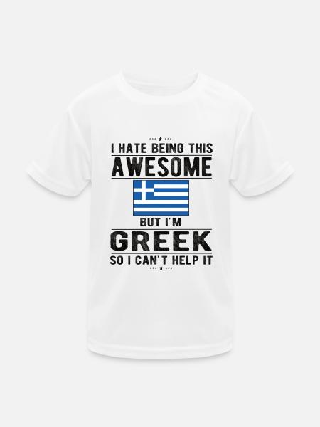 Greek Greece Flag Greek origin - Kids Functional T-Shirt - white - Front