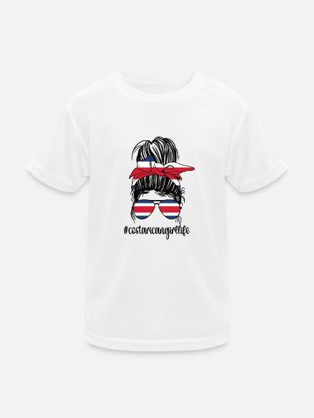 Costa Rica Costa-Ricanerin Costa Rica Wurzeln - Kinder Funktions-T-Shirt - Weiß - Vorne