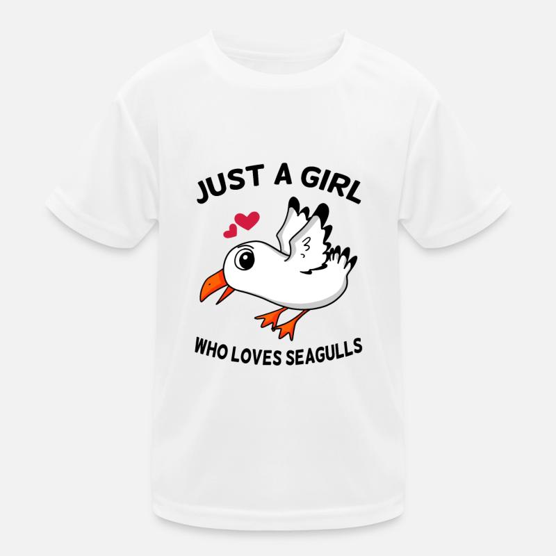 Möwe Liebe Mädchen - Kinder Funktions-T-Shirt - Weiß