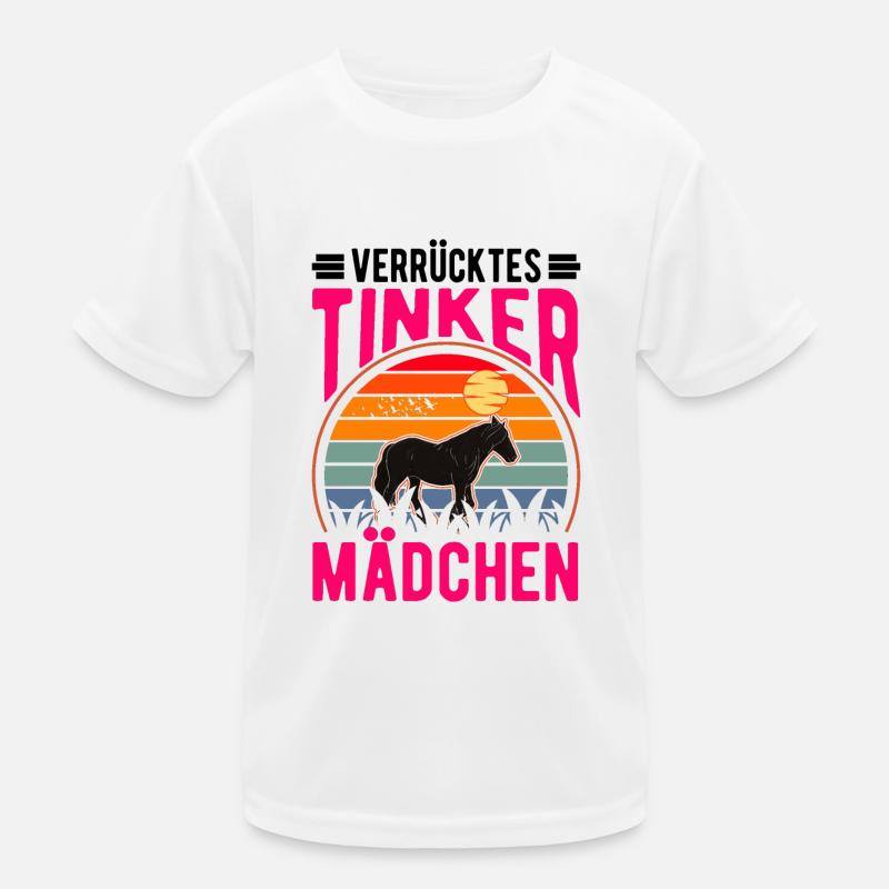 Verrücktes Tinker Mädchen Tinkerpferd Kinder Funktions-T-Shirt