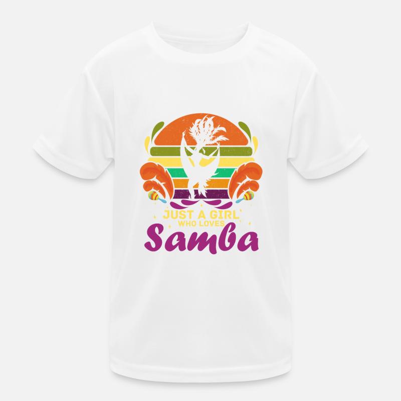Mädchen, Das Samba-brasilien-tanz-weinlese-samba - Kinder Funktions-T-Shirt - Weiß