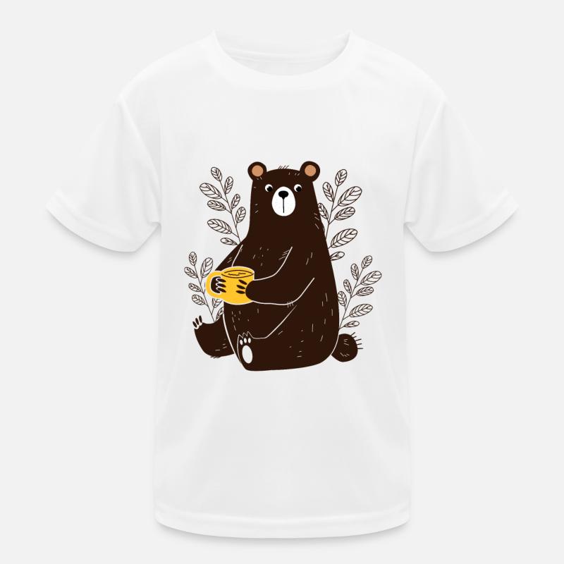 Süßer lustiger Bär mit Tee Kaffee Tasse Cartoon Kinder Funktions-T-Shirt