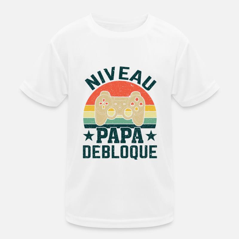 Daddy Level Unlocked Kids Functional T-Shirt