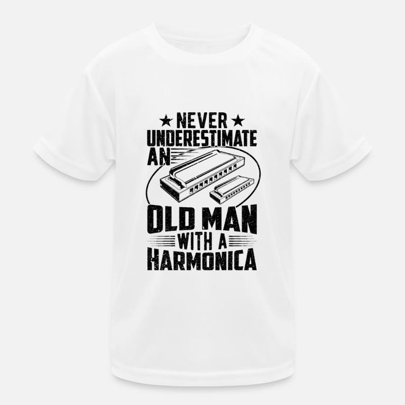 Old Man With A Harmonica Kids Functional T-Shirt