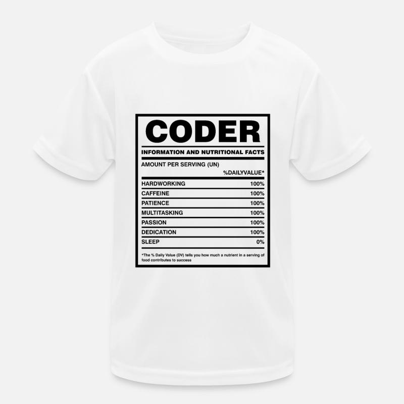 Coder Nutritional Facts Coder Programmer Computer Kinder Funktions-T-Shirt