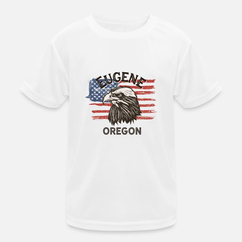 USA Flag Eagle Oregon Vintage Eugene Kids Functional T-Shirt