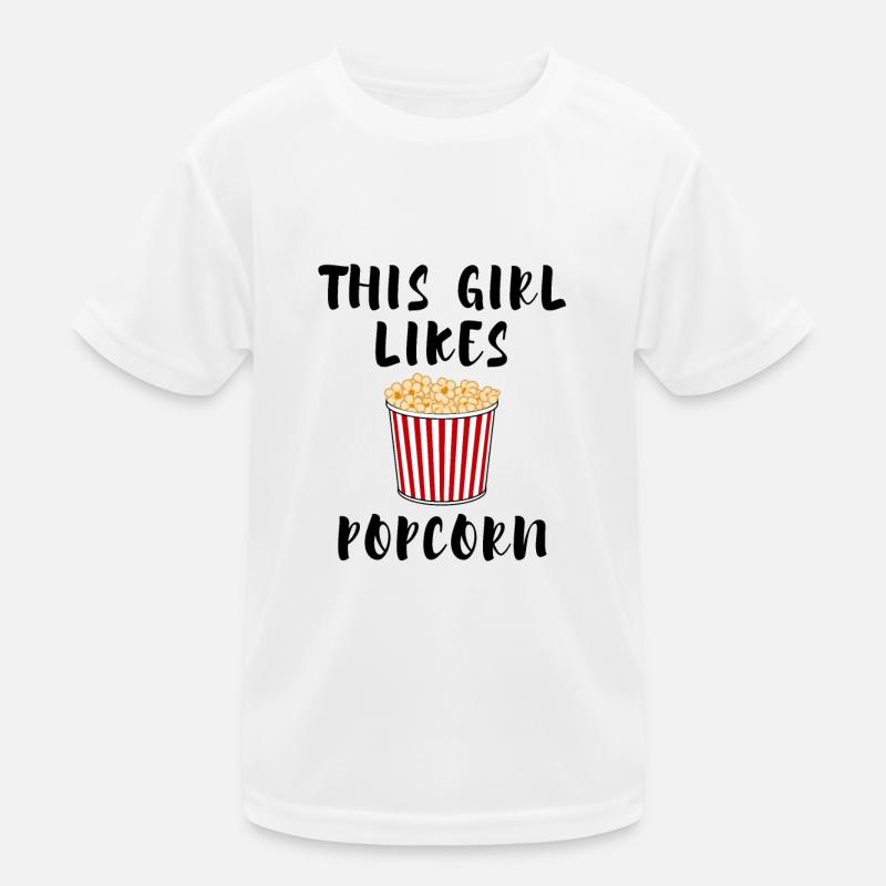 Popcorn-Chef-Mädchen mag Popcorn, das Mais isst Kinder Funktions-T-Shirt