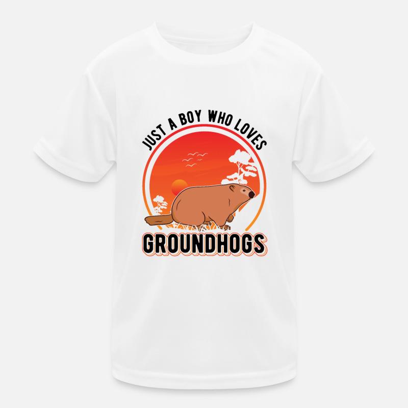 Murmeltier Junge Marmot Groundhog Boy Kids Functional T-Shirt