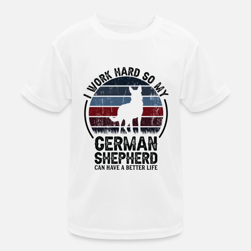 Arbeit Hart Arbeiten - Retro Deutscher Schäferhund Kinder Funktions-T-Shirt