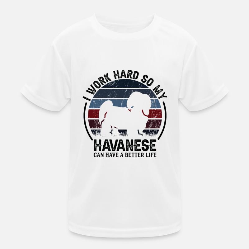 Hard Work - Retro Havanese Kids Functional T-Shirt