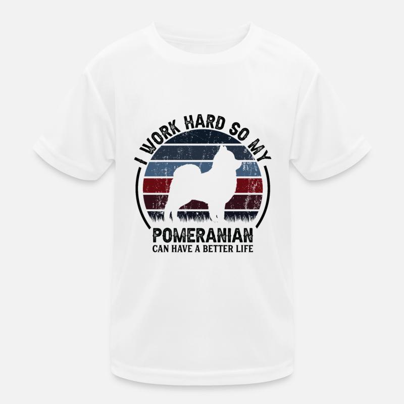 Work Hard Work - Retro Pommerianer Kids Functional T-Shirt