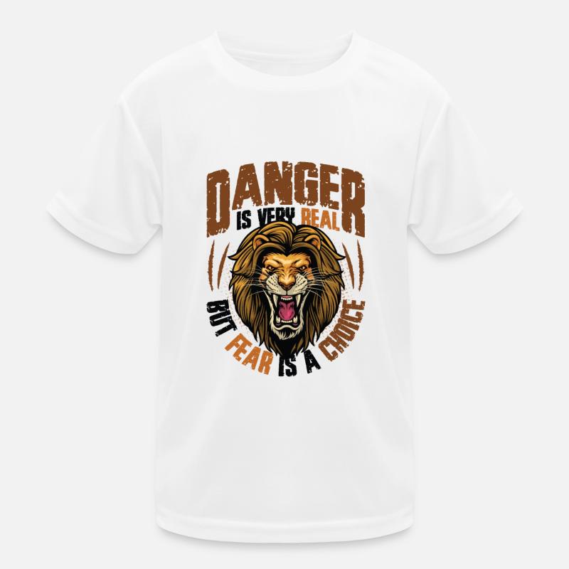 Fear Is A Choice Motivation Löwenkopf Kinder Funktions-T-Shirt