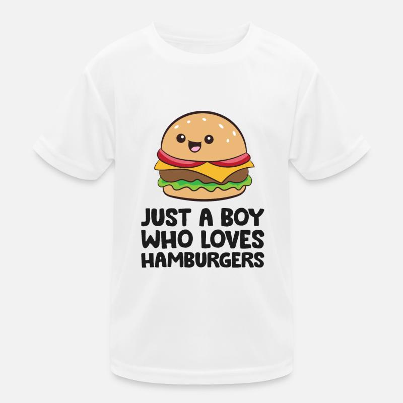 Nur ein Junge, der Hamburger liebt Kinder Funktions-T-Shirt