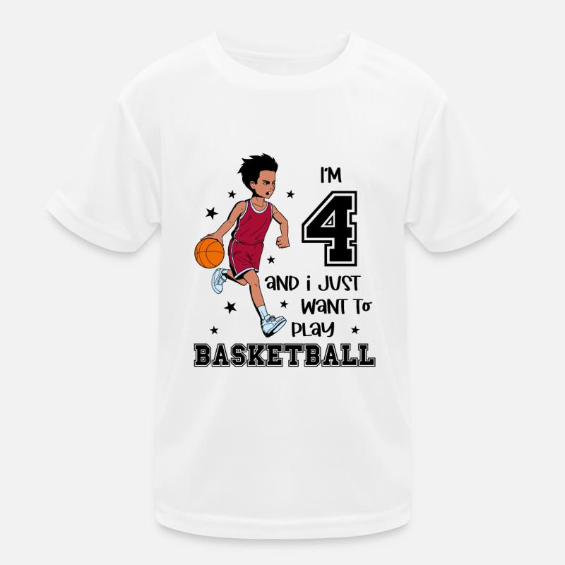 Junge spielt Basketball - Ich bin 4 Kinder Funktions-T-Shirt