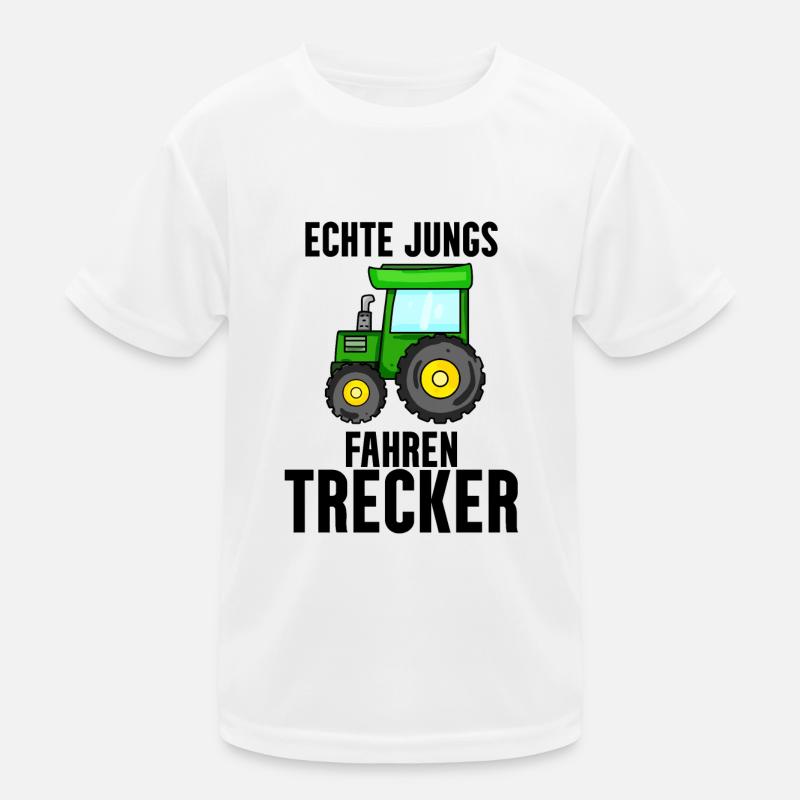 Trecker Bauer Landwirt Traktor Junge Geschenk - Kinder Funktions-T-Shirt - Weiß