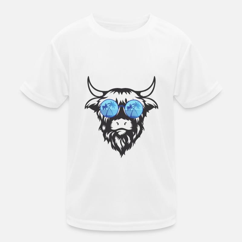 Kuhkopf mit Brille Kinder Funktions-T-Shirt