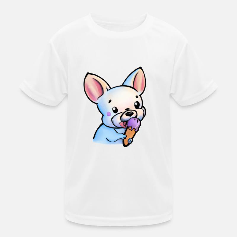 Français Bulldog mangeant de la crème glacée T-shirt sport Enfant