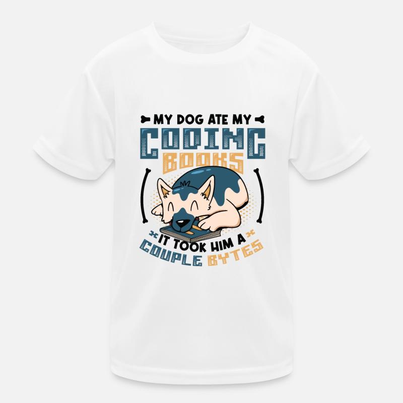 Dog Bytes Code Computer Joke Programming Kids Functional T-Shirt