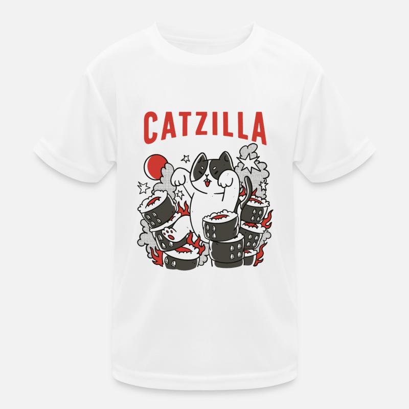 Catzilla Katze Süßer Humor Japan Sushi Kinder Funktions-T-Shirt