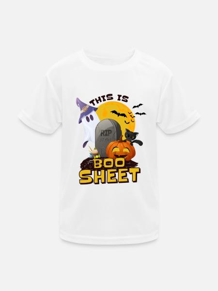 Halloween This is Boo Sheet Geist Friedhof - Kinder Funktions-T-Shirt - Weiß