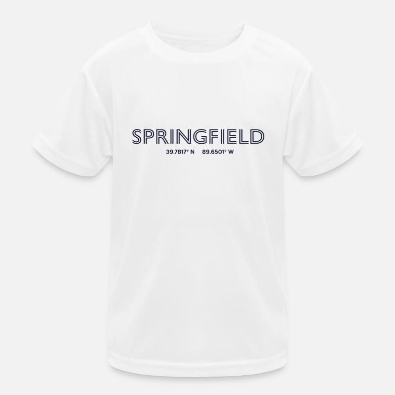 USA City Coordinates - Springfield Kids Functional T-Shirt