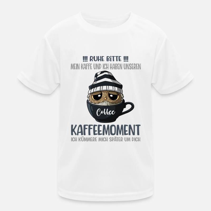 Ruhe Bitte Eule Kaffee Kaffeeliebhaber Spruch Kinder Funktions-T-Shirt
