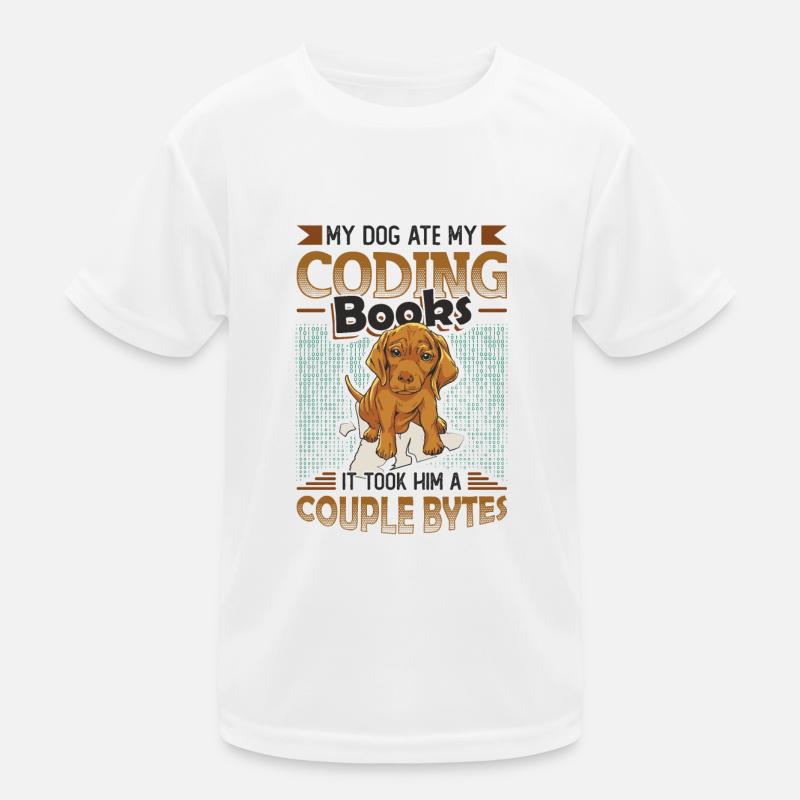 Dog Bytes Code Computer Joke Programming Kids Functional T-Shirt